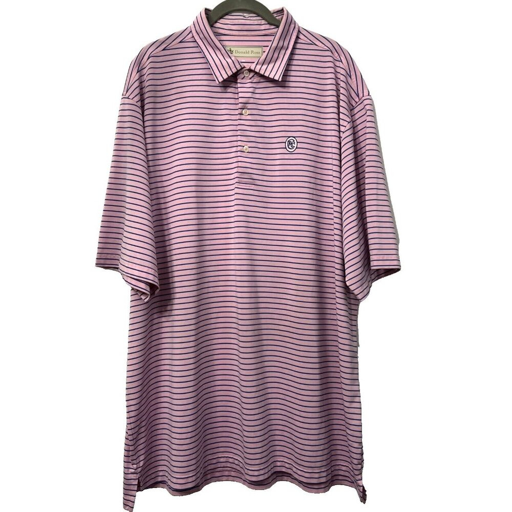 Donald Ross Mens Polo Golf Shirt XXL Pink Cherokee Town Country Club Embroidered